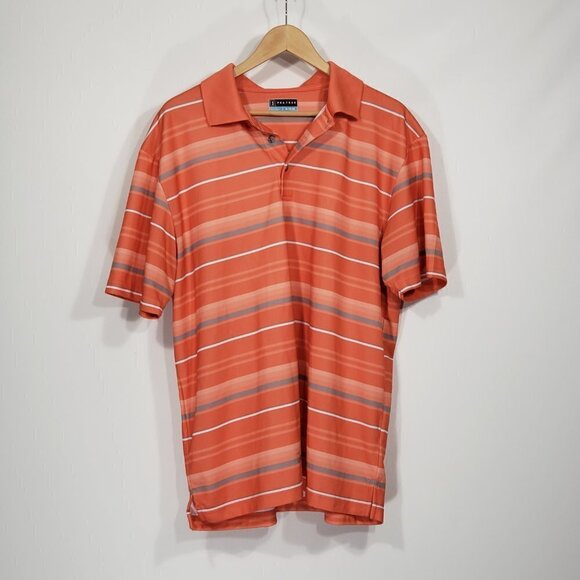 PGA Tour Airflux Orange Striped Golf Shirt Polo  Men's Size XL - Picture 1 of 4